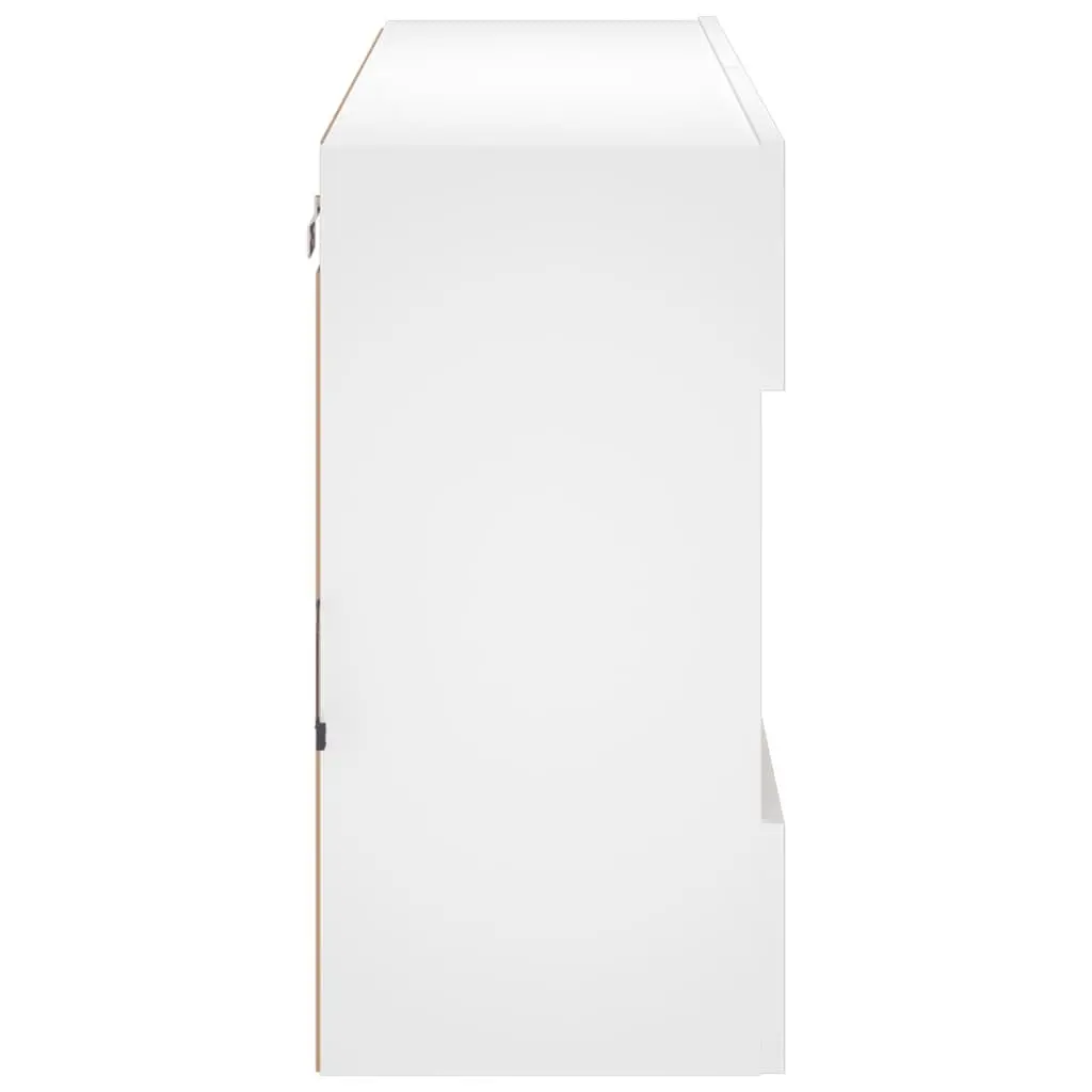 TV Wall Cabinet RGB LED Lights White Floating Shelves 98.5 x 30 x 60.5 cm