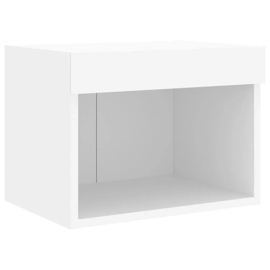 Wall-mounted Bedside Cabinet with RGB LED Lights White