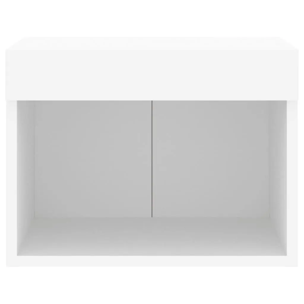 Wall-mounted Bedside Cabinet with RGB LED Lights White