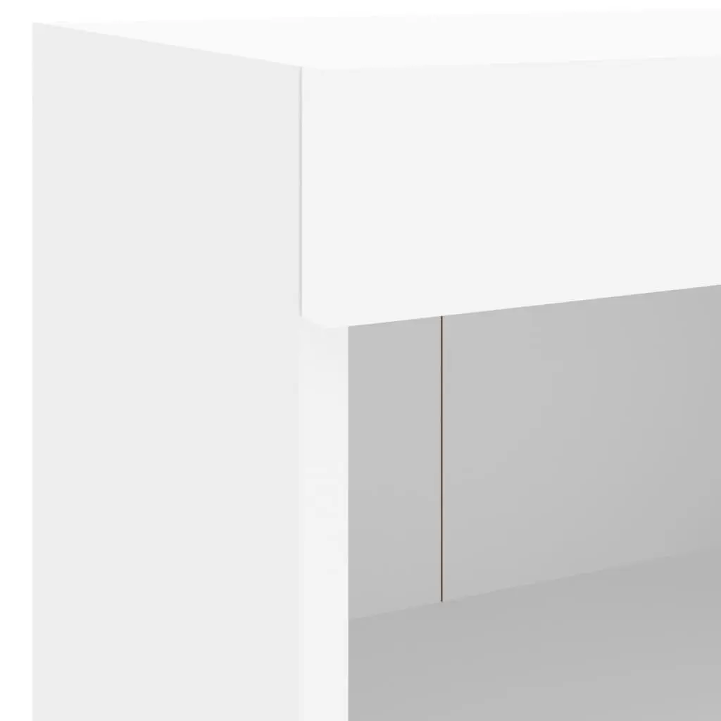 Wall-mounted Bedside Cabinet with RGB LED Lights White