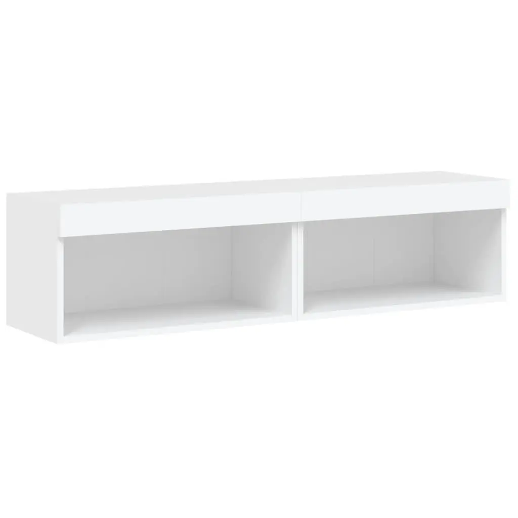 Wall-Mounted Storage Units White with RGB LED Lights 60x30x30cm TV Cabinets Set