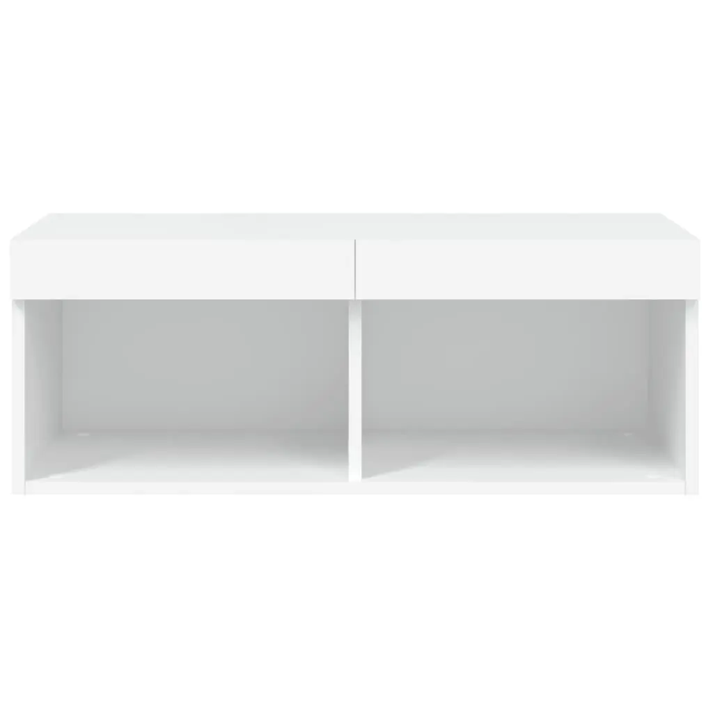 Wall-Mounted Media Storage Unit White with RGB LED Lights 80x30x30cm TV Cabinet
