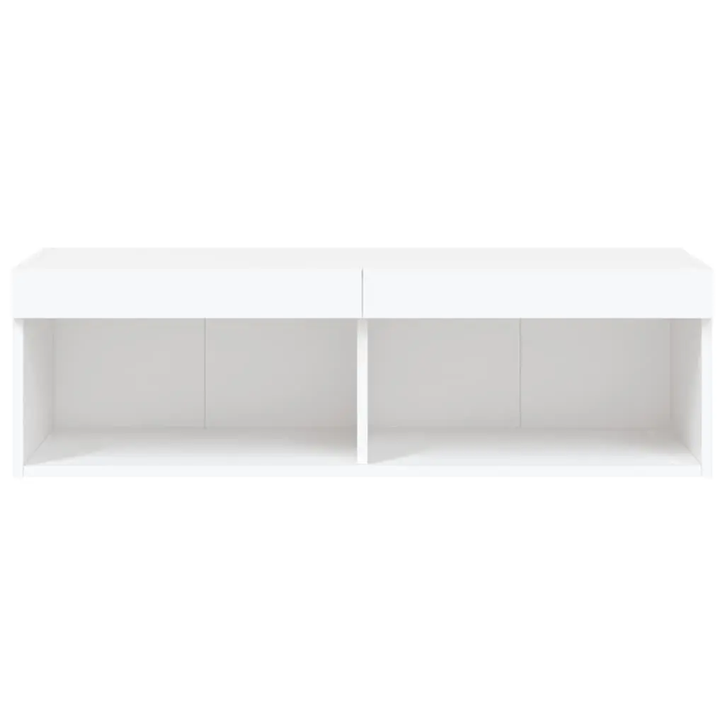 Wall-Mounted Media Storage Unit White with RGB LED Lights 100x30x30cm