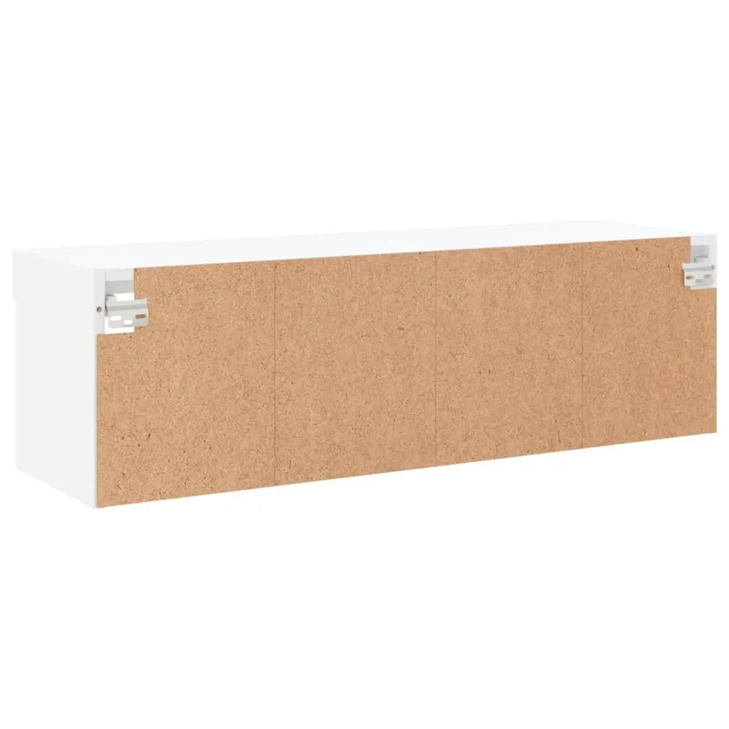 Wall-Mounted Media Storage Unit White with RGB LED Lights 100x30x30cm