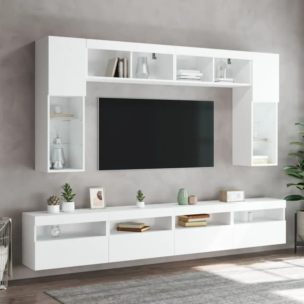 TV Wall Cabinet Floating White 60x30x40 cm with RGB LED Lights