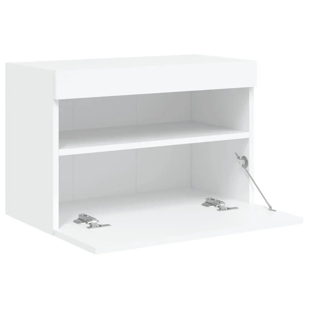 TV Wall Cabinet Floating White 60x30x40 cm with RGB LED Lights