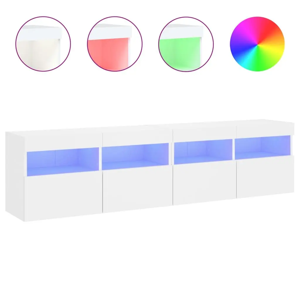 TV Wall Cabinet with RGB LED Lights Floating Storage Unit White 80x30x40cm