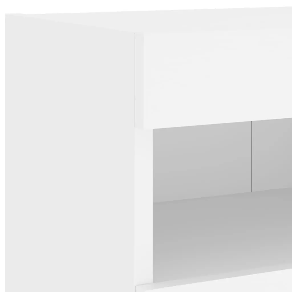 TV Wall Cabinet with RGB LED Lights Floating Storage Unit White 80x30x40cm