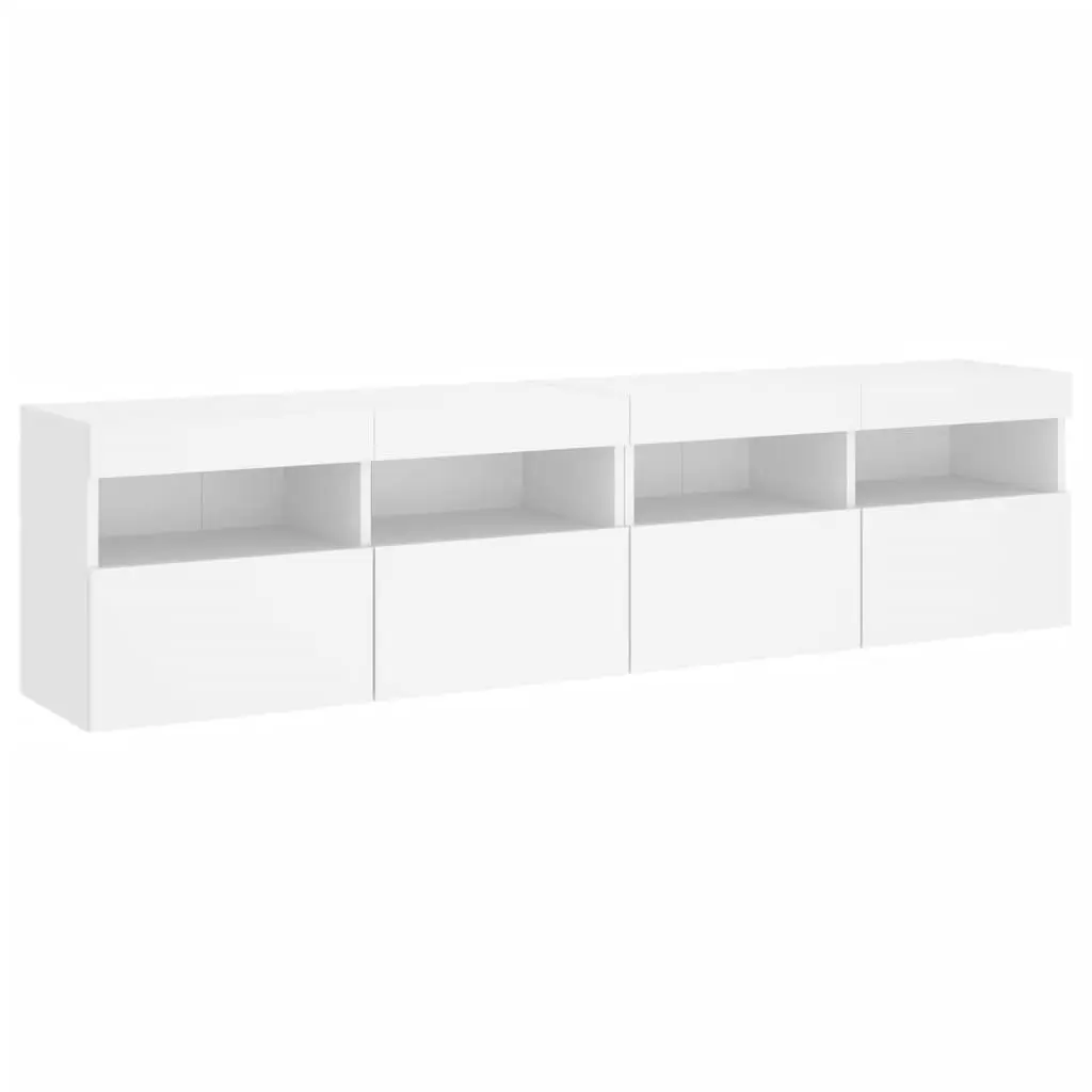 TV Wall Cabinet with RGB LED Lights Floating Storage Unit White 80x30x40cm