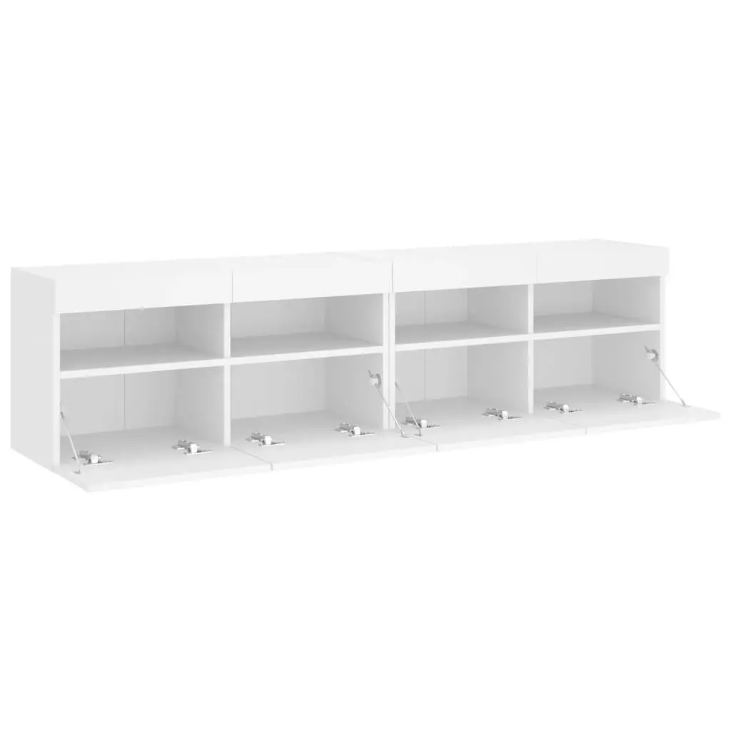 TV Wall Cabinet with RGB LED Lights Floating Storage Unit White 80x30x40cm
