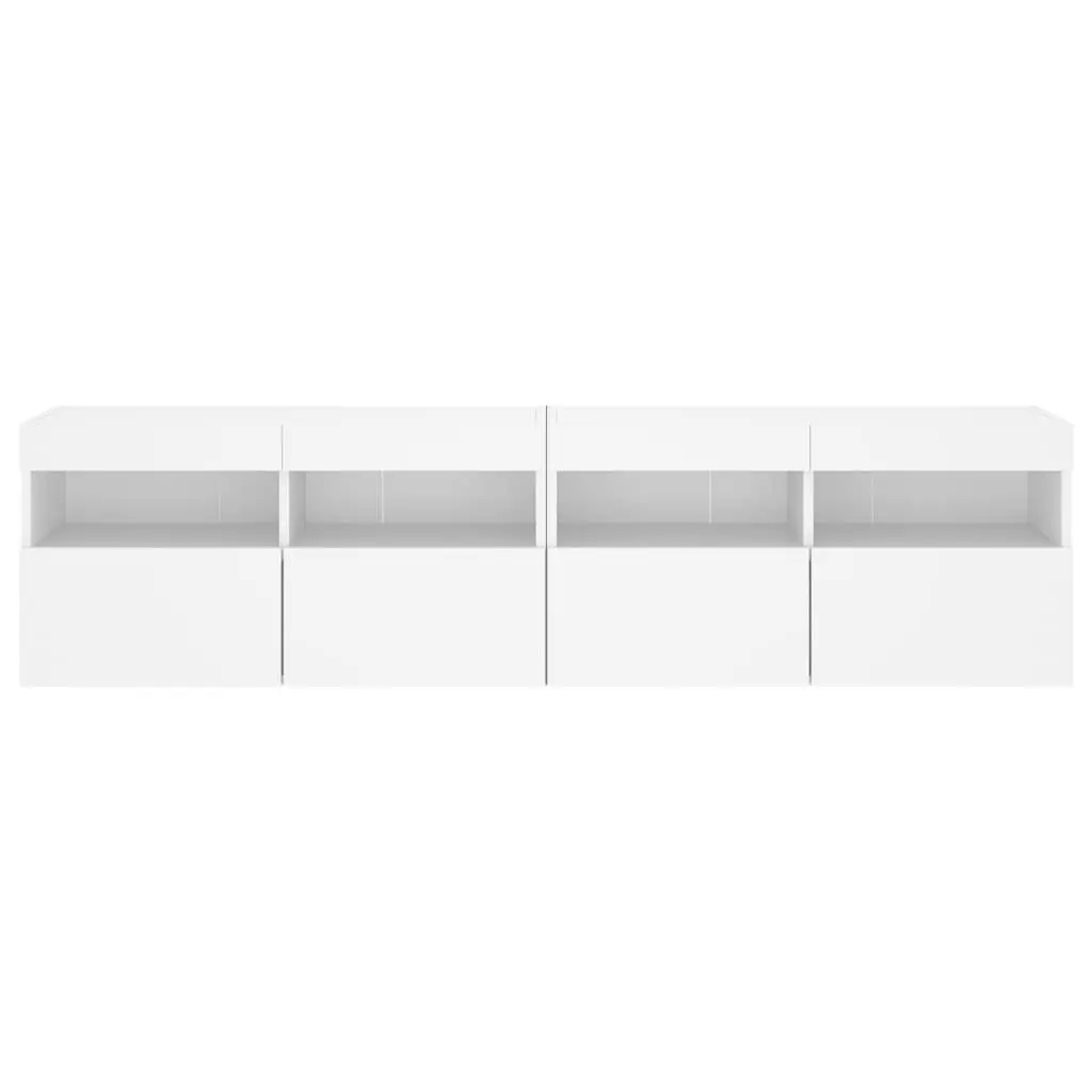 TV Wall Cabinet with RGB LED Lights Floating Storage Unit White 80x30x40cm