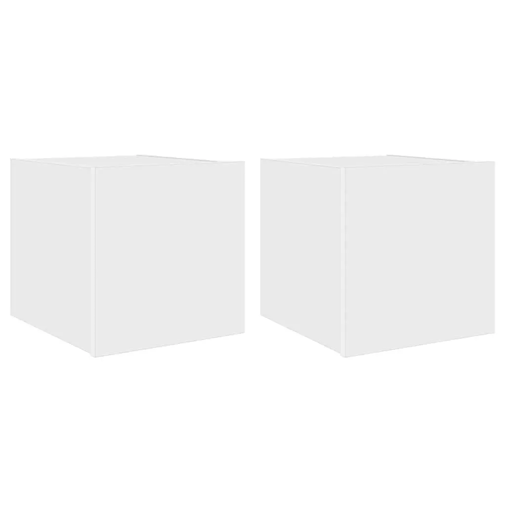 TV Wall Cabinets RGB LED Lights White Floating Media Storage Unit 2 pcs