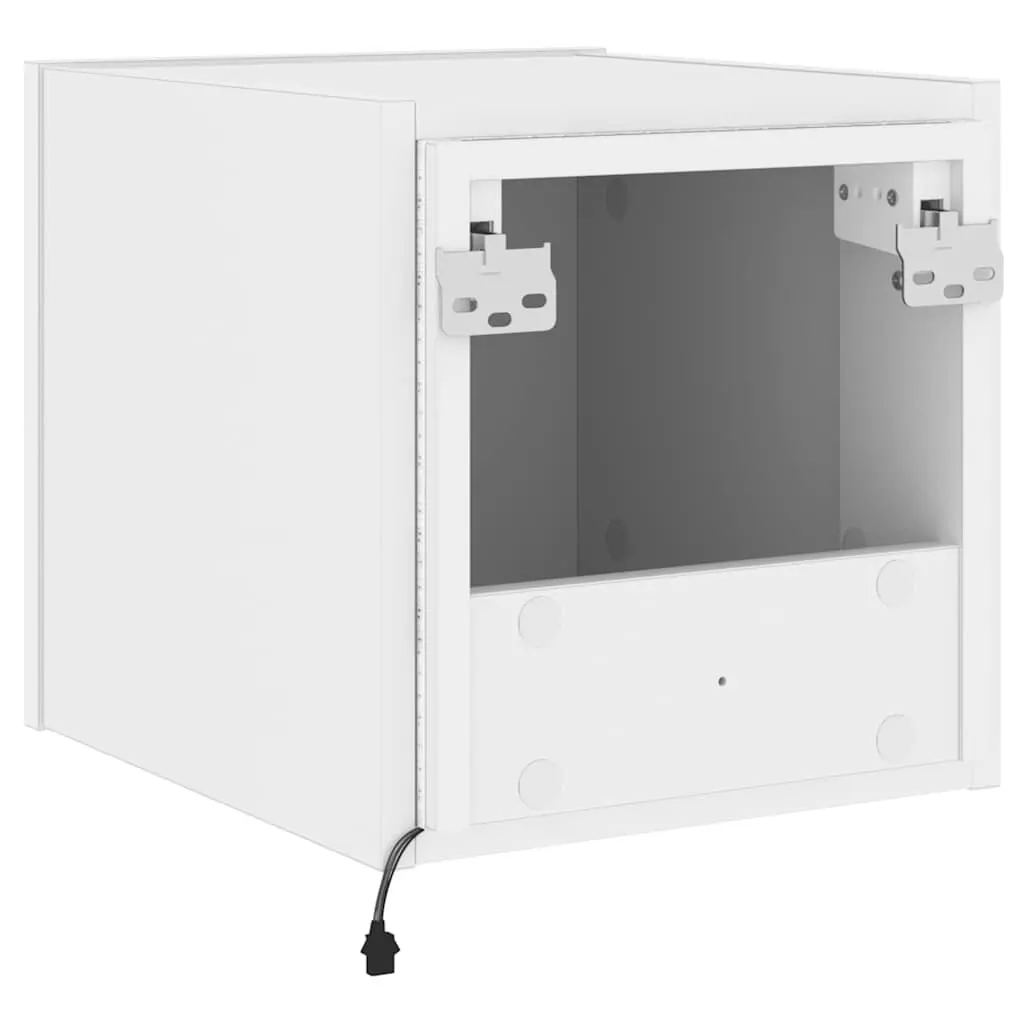 TV Wall Cabinets RGB LED Lights White Floating Media Storage Unit 2 pcs