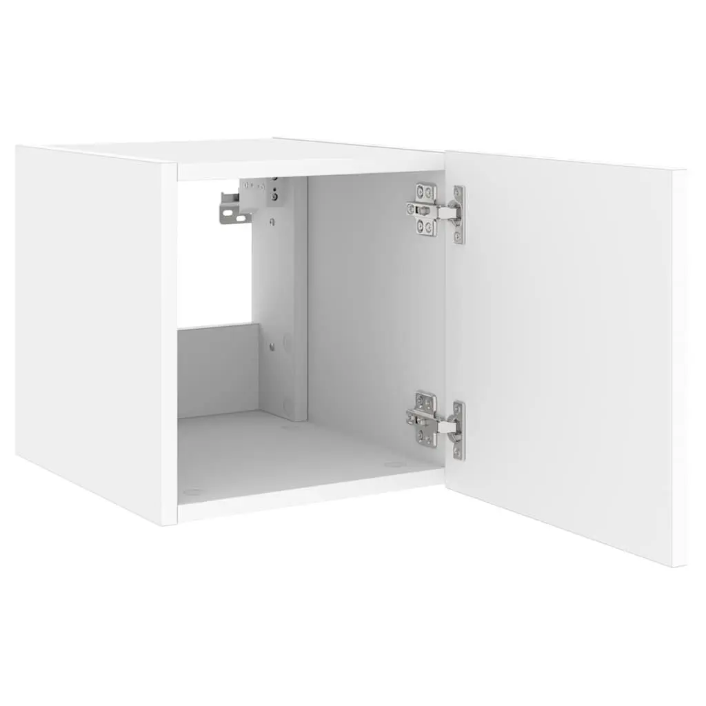 TV Wall Cabinets RGB LED Lights White 2 pcs Floating Media Storage Unit
