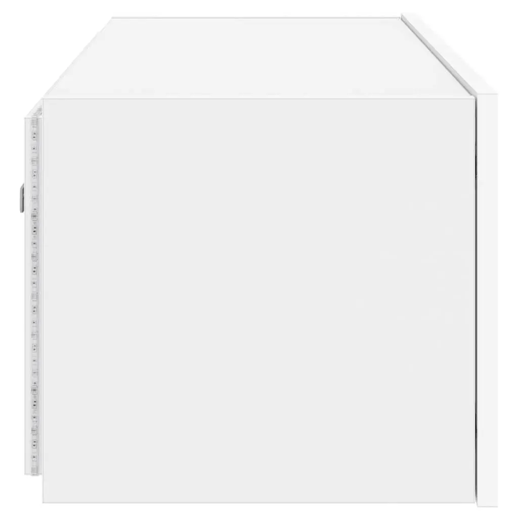 White TV Wall Cabinet with RGB LED Lights Floating Media Unit 80x35x31cm