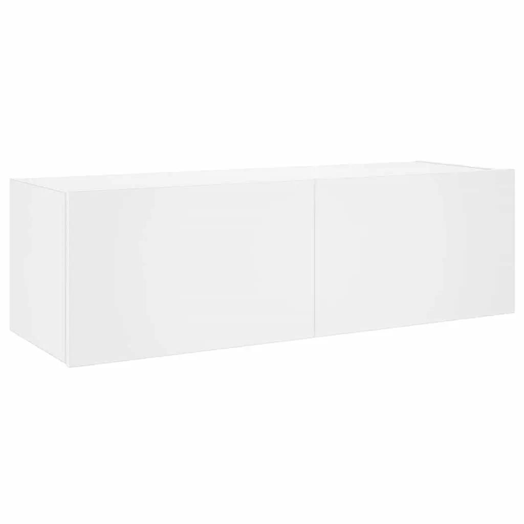 TV Wall Cabinet LED Lights White Wall-Mounted Media Unit 100 x 35 x 31 cm