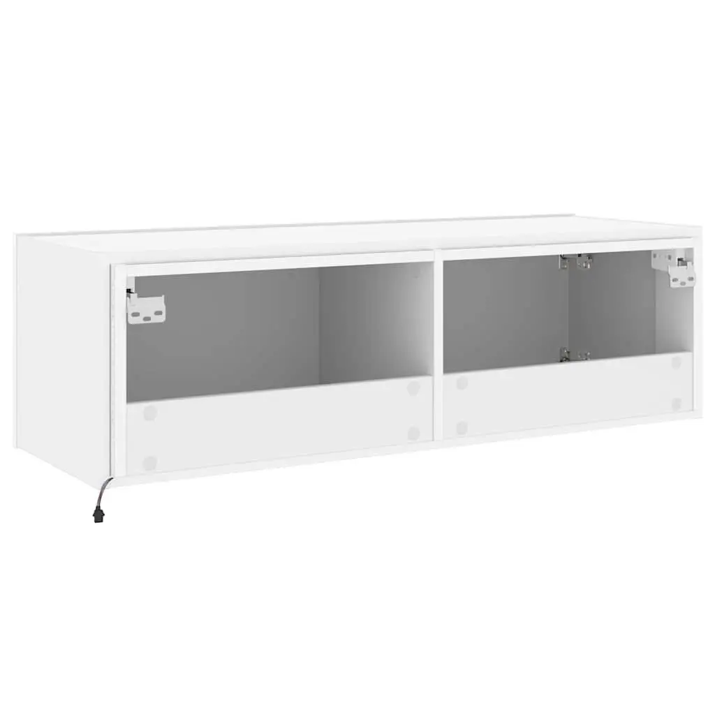 TV Wall Cabinet LED Lights White Wall-Mounted Media Unit 100 x 35 x 31 cm
