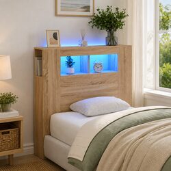 Your Cozy Corner: Brown LED Headboard with RGB Lights