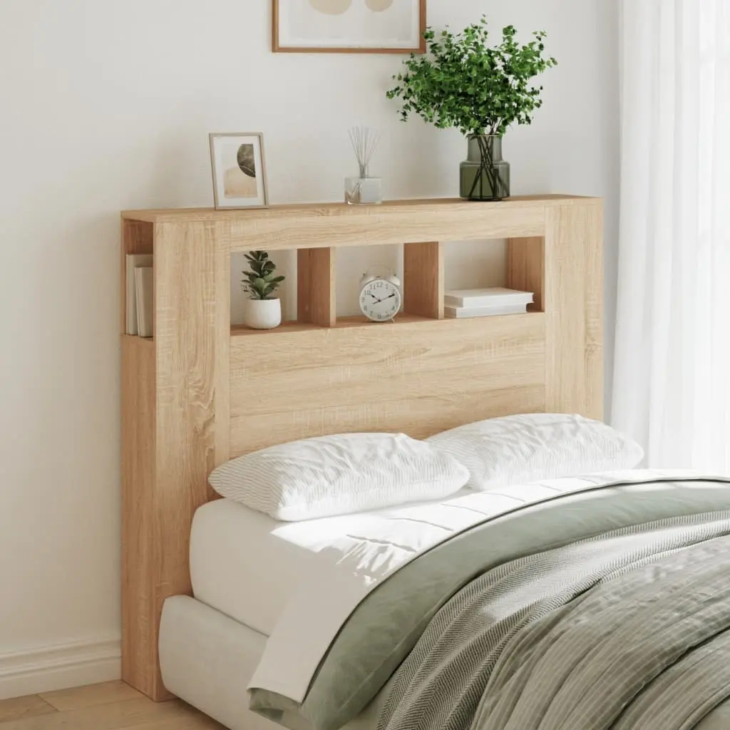 LED Headboard RGB LED Lights 120cm Engineered Wood Modern Storage Display
