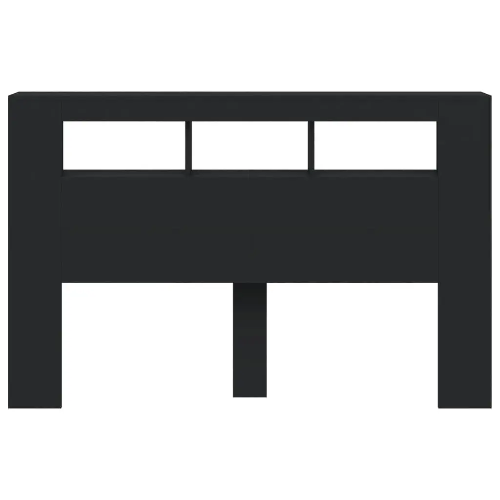 LED Headboard 160 cm Black Engineered Wood Modern Bedroom Bed Header with RGB