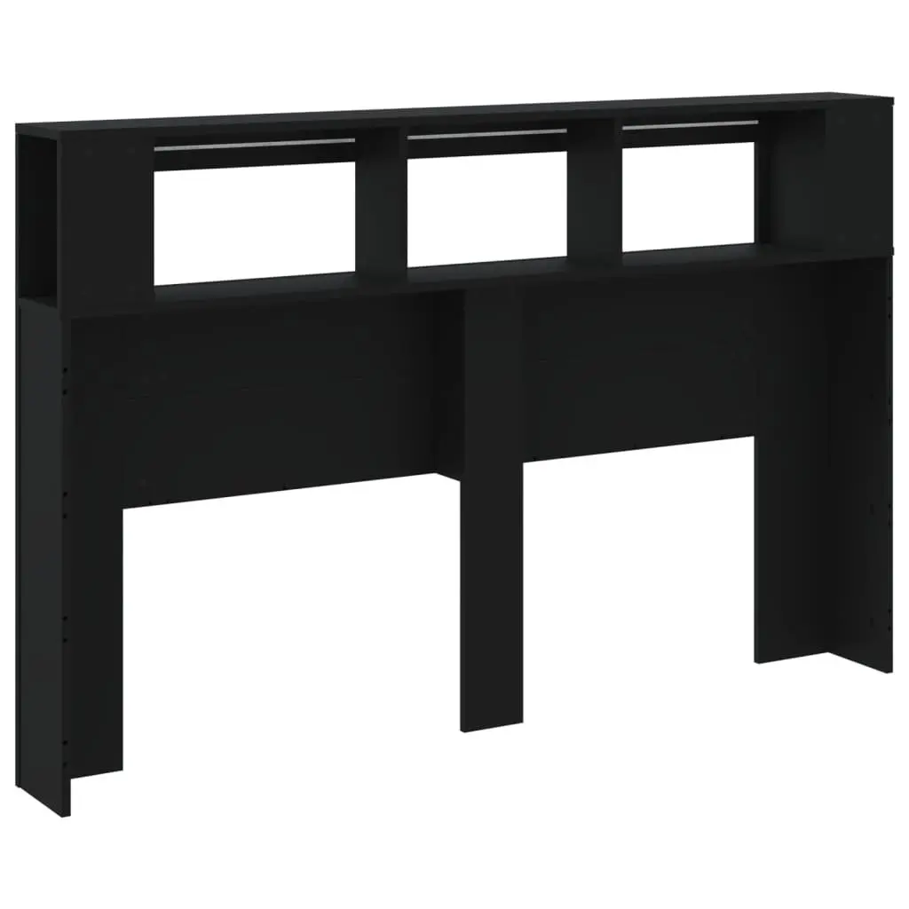 LED Headboard 160 cm Black Engineered Wood Modern Bedroom Bed Header with RGB