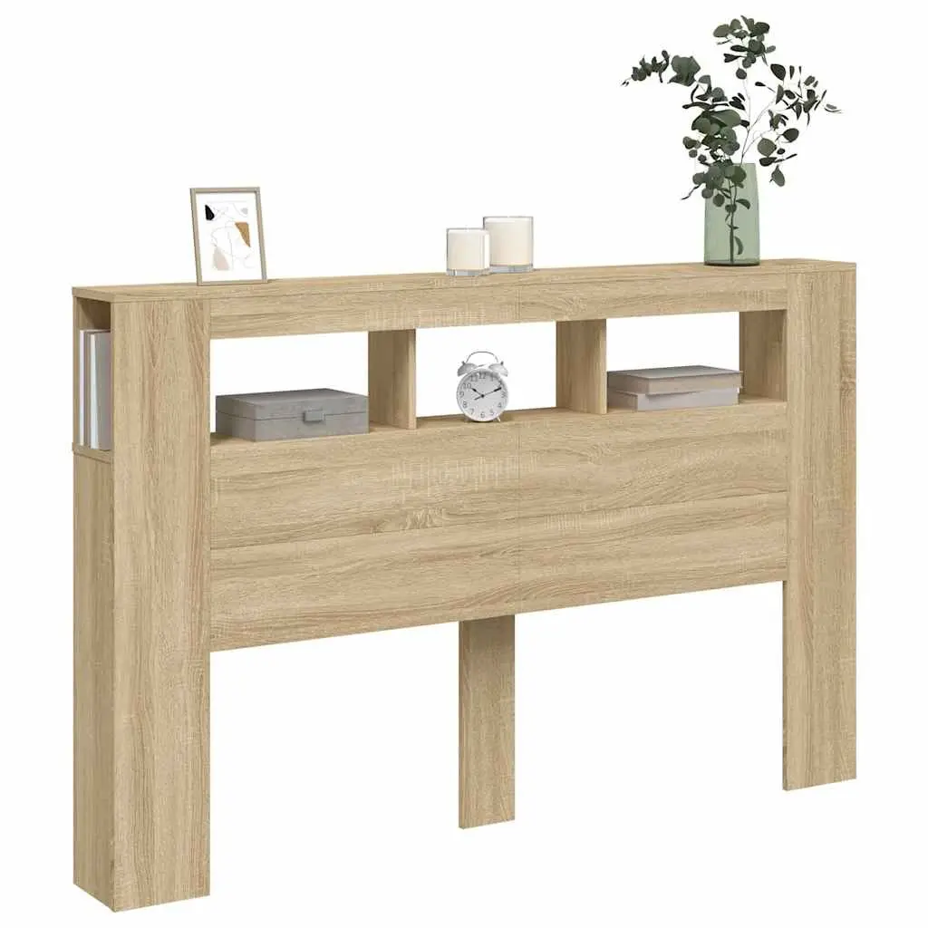 LED Headboard Brown Engineered Wood 160cm RGB Lights Modern