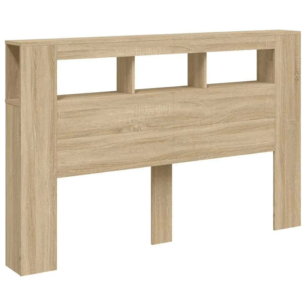 LED Headboard Brown Engineered Wood 160cm RGB Lights Modern
