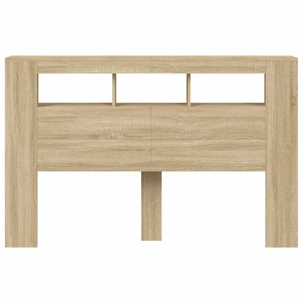 LED Headboard Brown Engineered Wood 160cm RGB Lights Modern