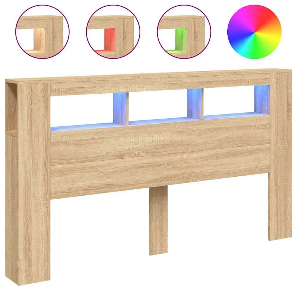 LED Headboard RGB Lighting 180cm Brown Engineered Wood