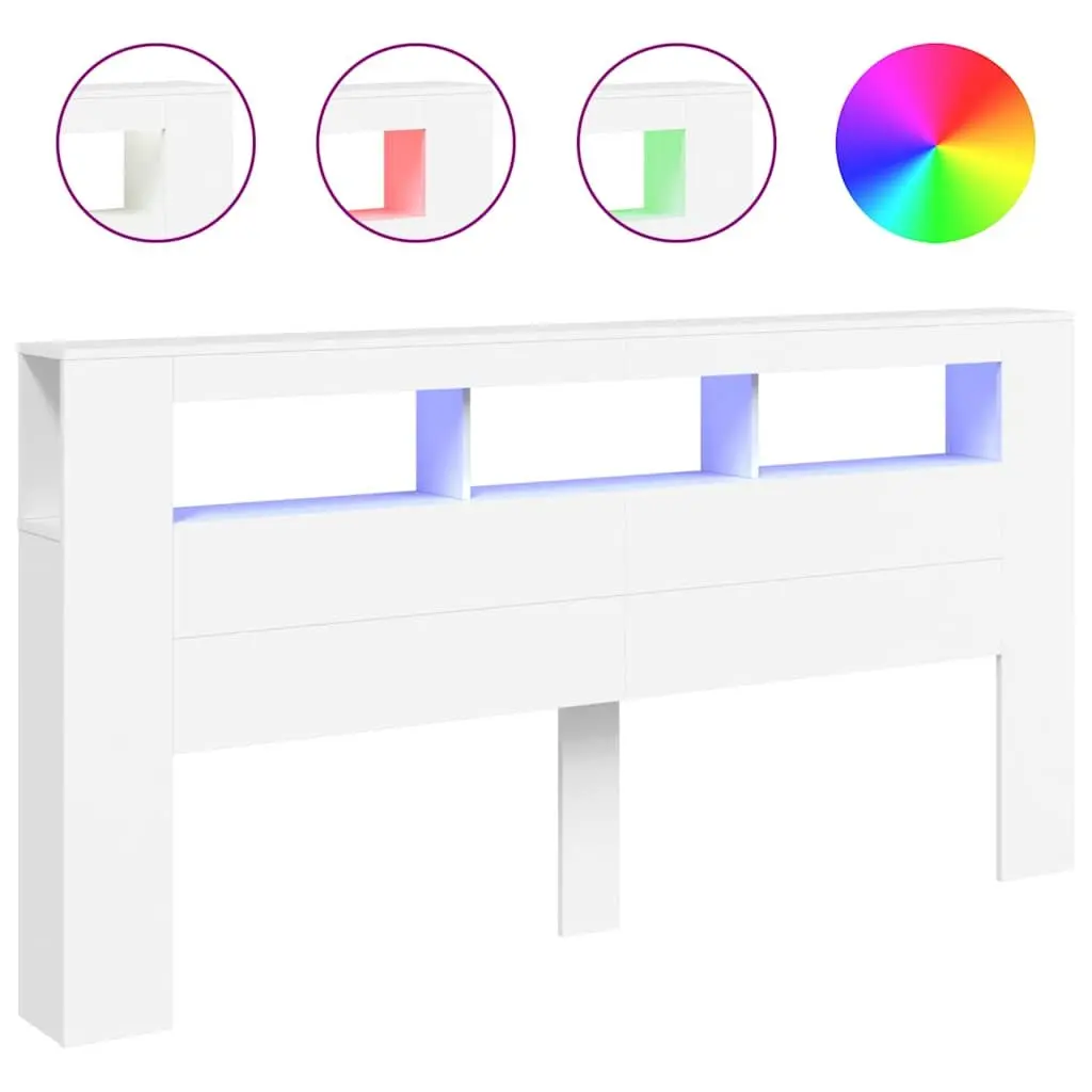 LED Headboard Modern White 200cm Engineered Wood with RGB Lights