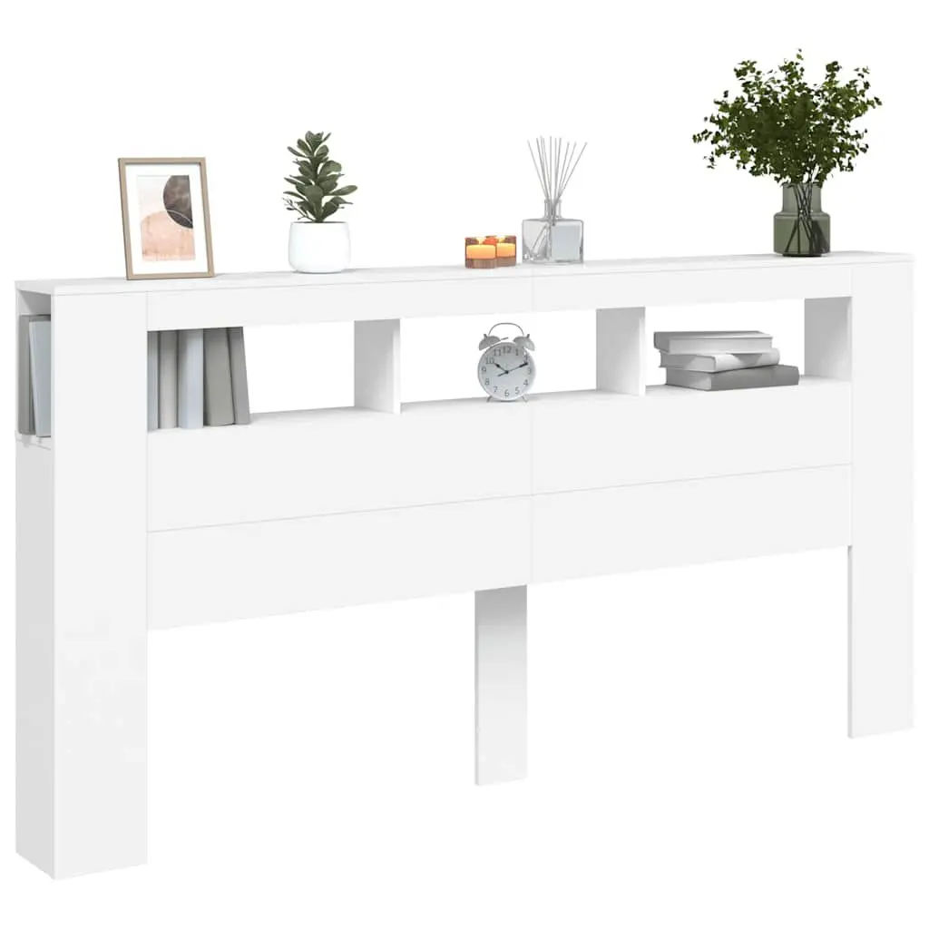 LED Headboard Modern White 200cm Engineered Wood with RGB Lights