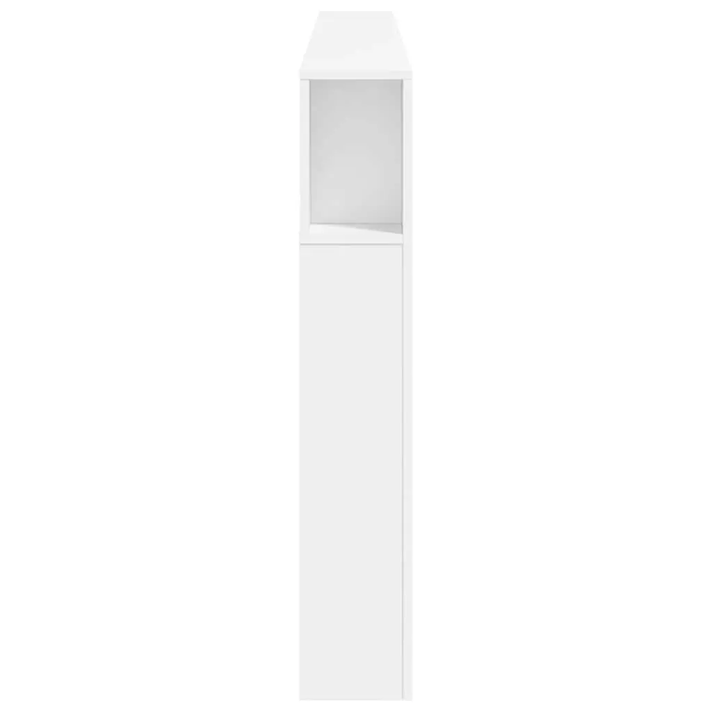 LED Headboard 220 cm White Modern Bedroom Engineered Wood RGB Lighting Storage