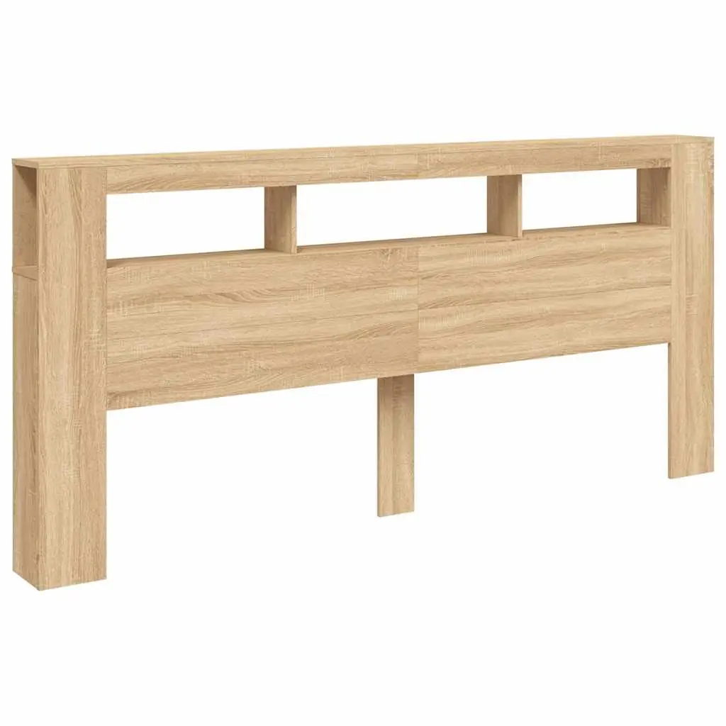 LED Headboard 220cm Modern Bedroom Engineered Wood RGB Lights Storage Display