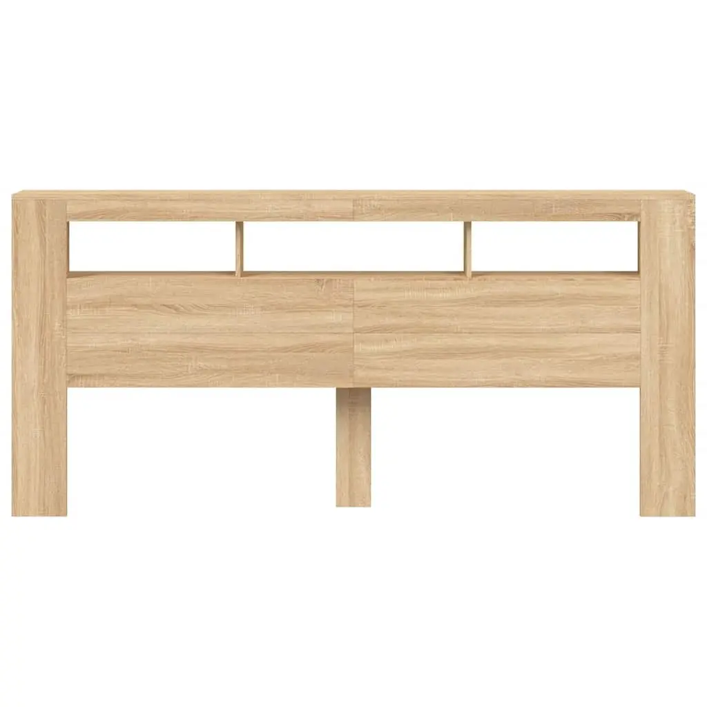 LED Headboard 220cm Modern Bedroom Engineered Wood RGB Lights Storage Display