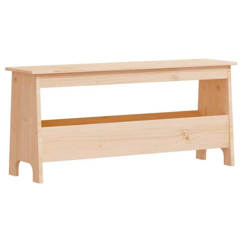Solid Wood Pine Hall Bench Storage Brown 100x28x45cm Entryway Furniture