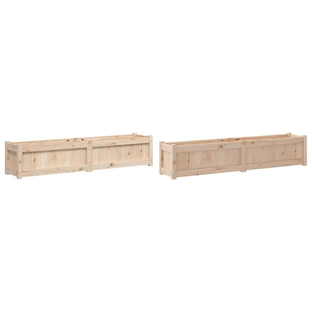 Wooden Garden Planters 2 pcs Solid Pine Brown Patio Flower Pot Set