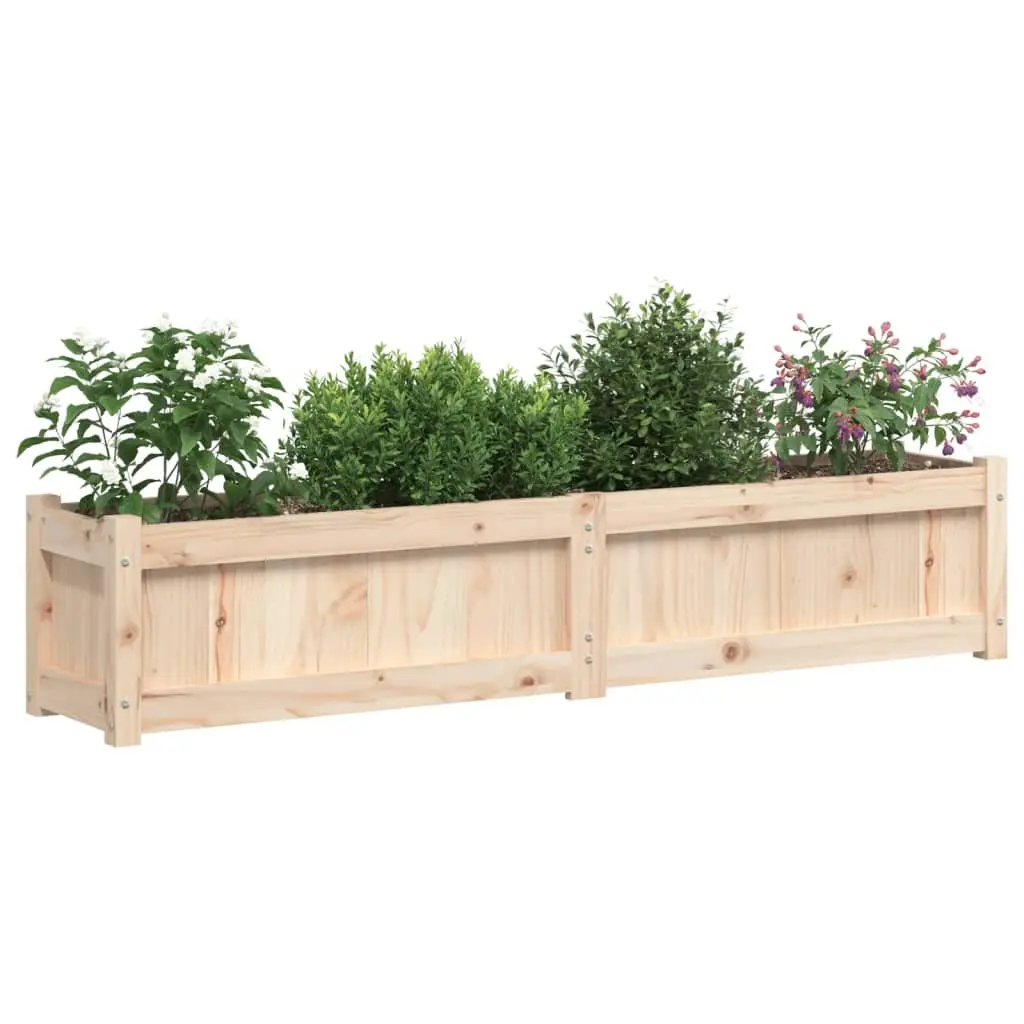 Wooden Garden Planters 2 pcs Solid Pine Brown Patio Flower Pot Set