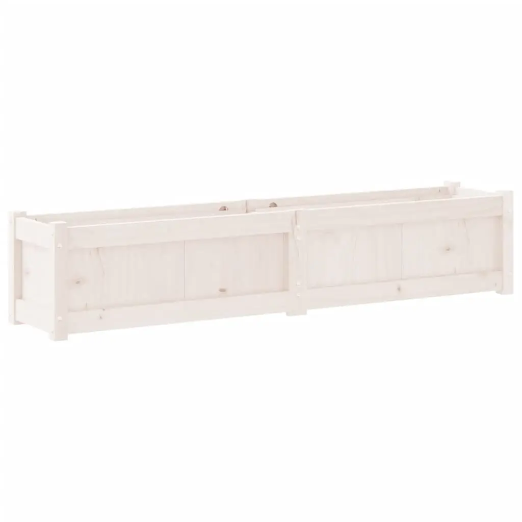 Garden Planter Box White Solid Pine Wood Outdoor 150 x 31 x 31 cm