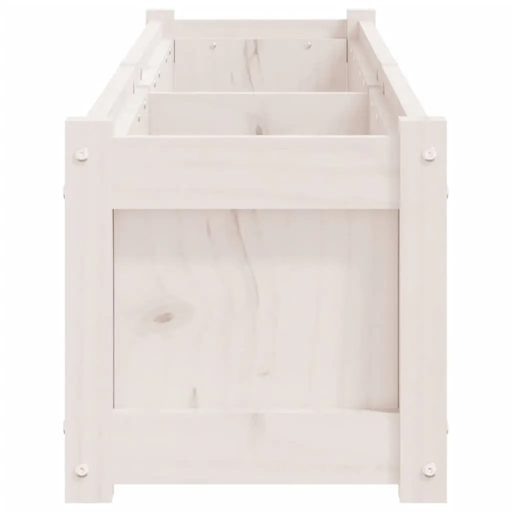 Garden Planter Box White Solid Pine Wood Outdoor 150 x 31 x 31 cm
