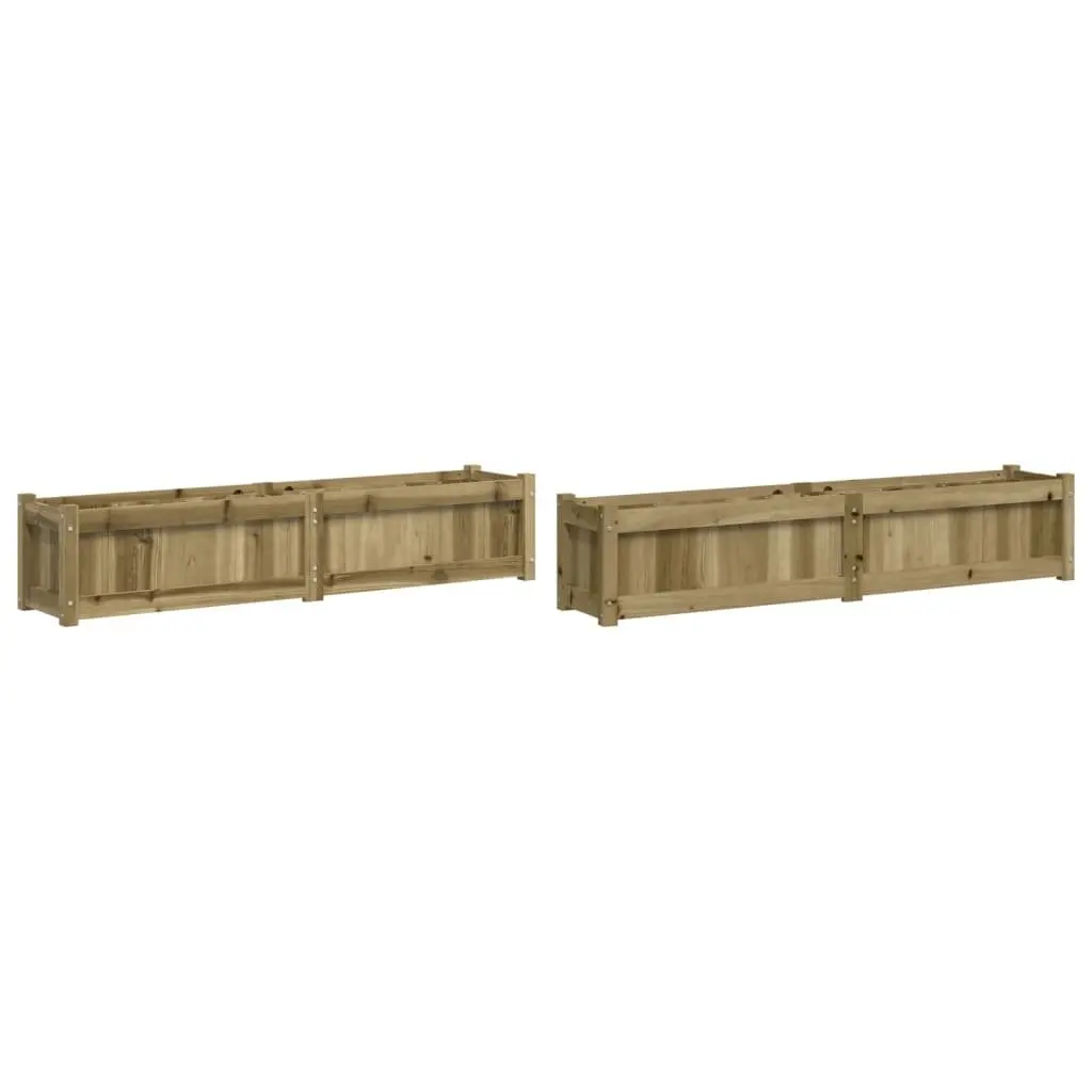 Wooden Garden Planters Impregnated Pine Wood 2 pcs Outdoor Flower Pots