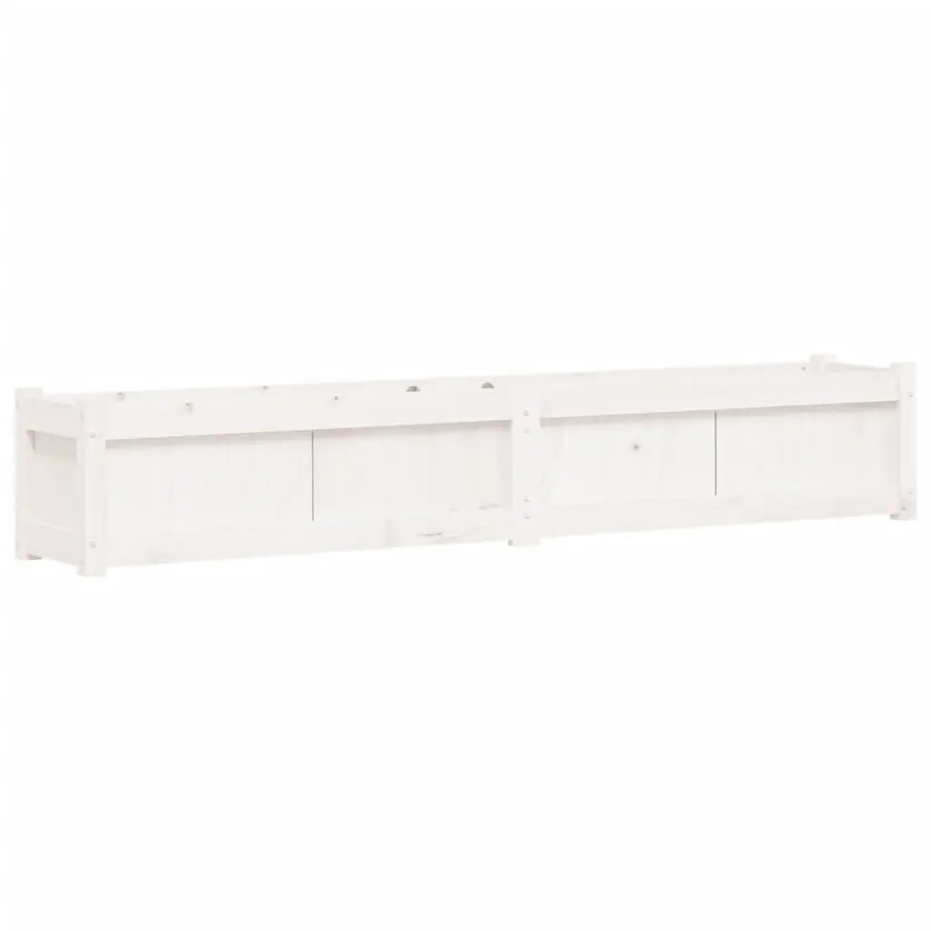 Wooden Garden Planters Solid Pine Wood White 2 Pieces Outdoor Patio Flower Pot