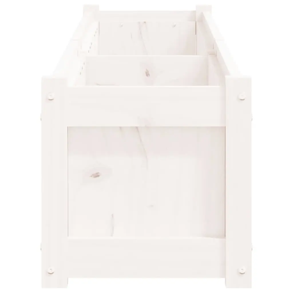 Wooden Garden Planters Solid Pine Wood White 2 Pieces Outdoor Patio Flower Pot