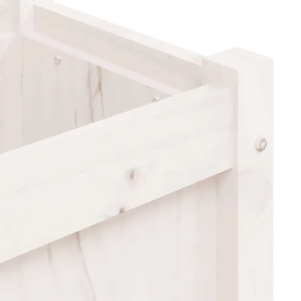 Wooden Garden Planters Solid Pine Wood White 2 Pieces Outdoor Patio Flower Pot