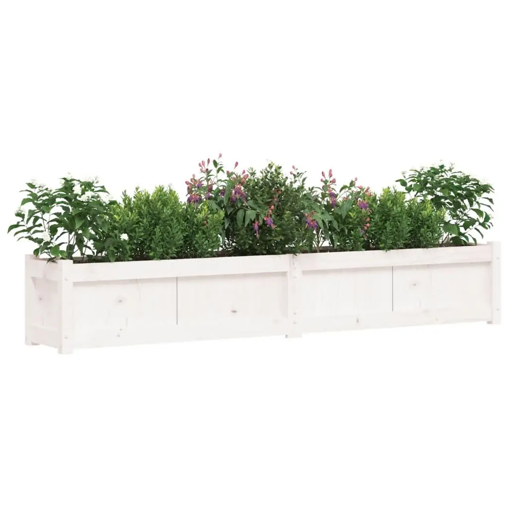 Wooden Garden Planters Solid Pine Wood White 2 Pieces Outdoor Patio Flower Pot