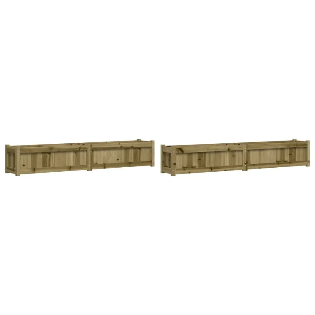 Garden Planters Impregnated Pine Wood Outdoor Patio Flower Pot Brown 2 Piece