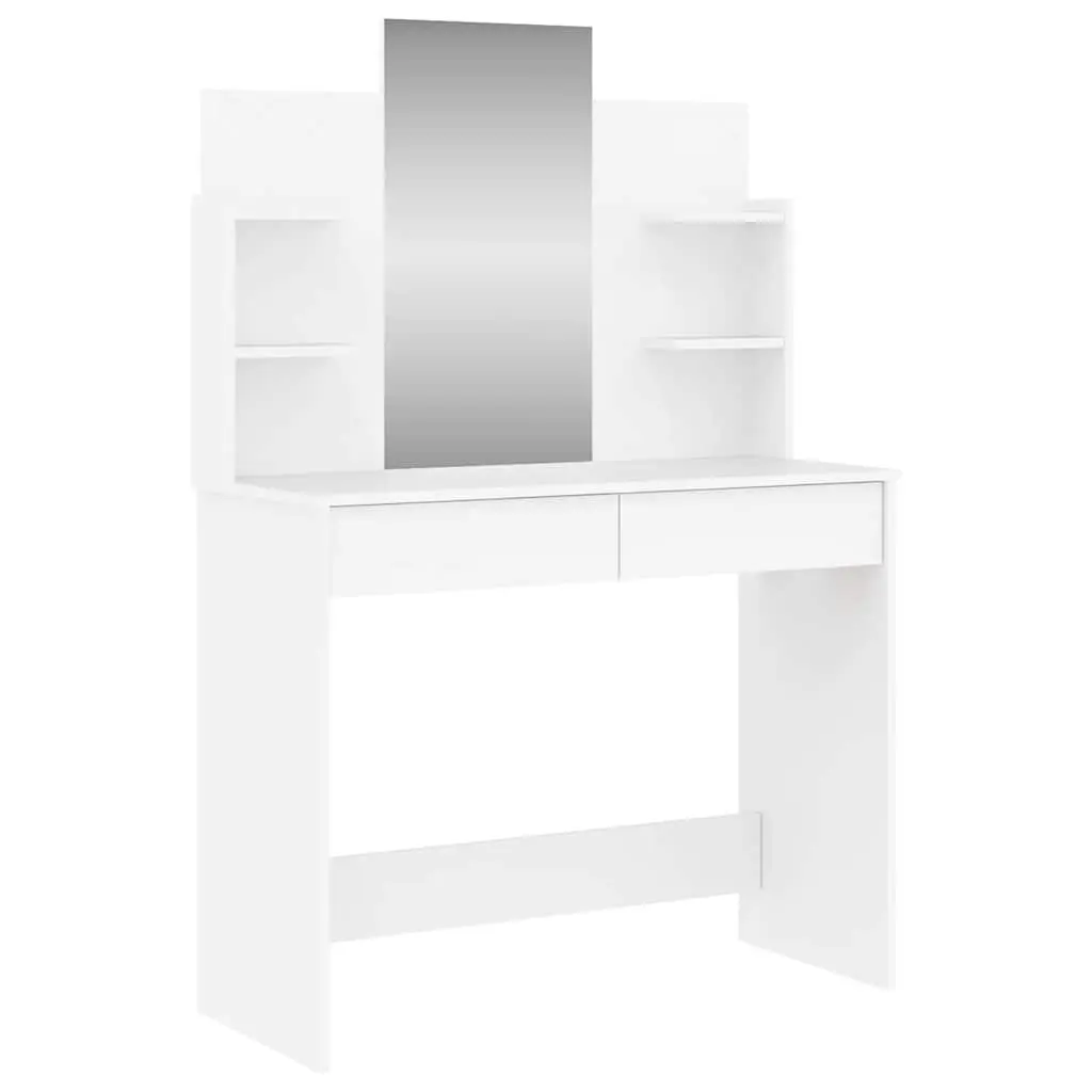Dressing Table with Mirror White Engineered Wood 96W x 39D x 142H cm