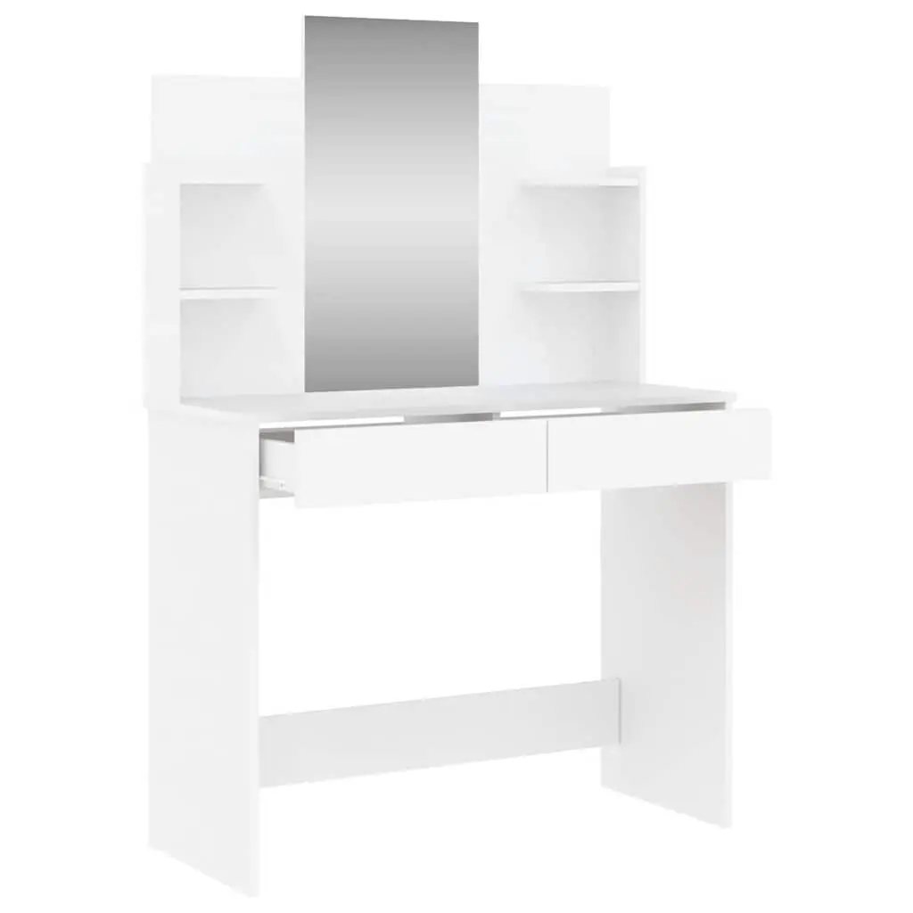 Dressing Table with Mirror White Engineered Wood 96W x 39D x 142H cm