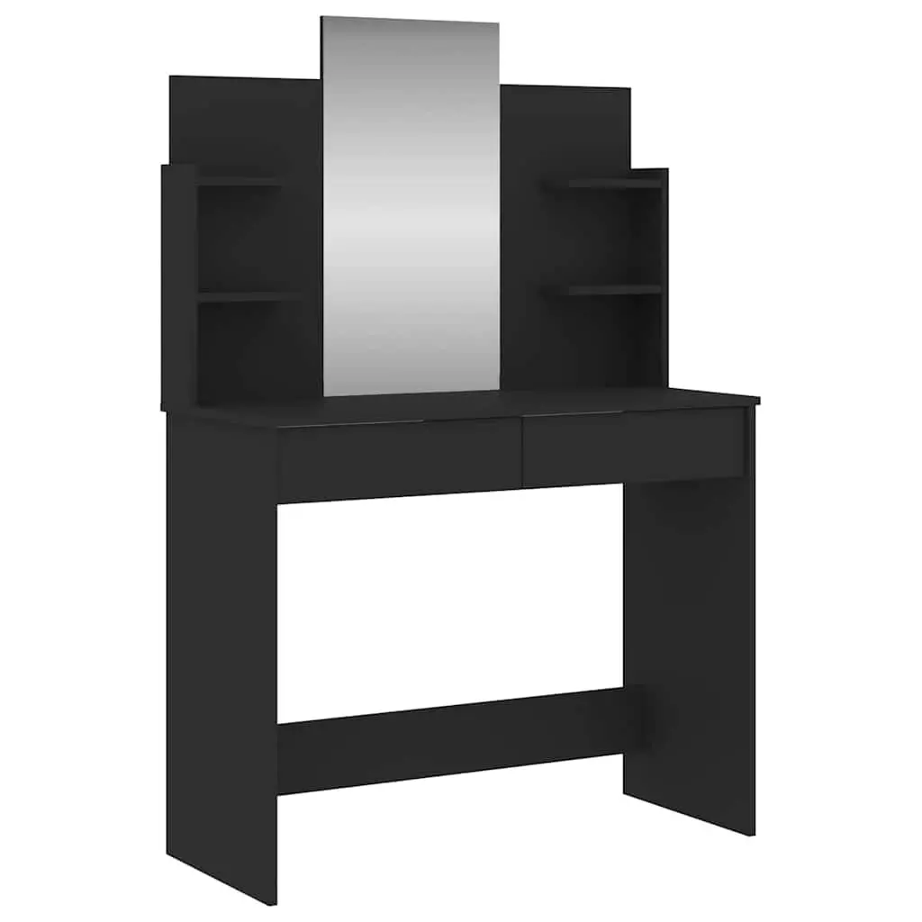 Dressing Table with Mirror Black Engineered Wood 96W x 39D x 142H cm