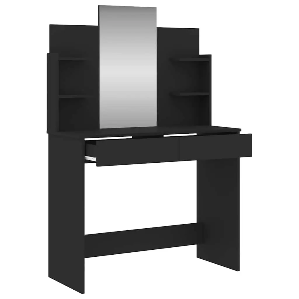 Dressing Table with Mirror Black Engineered Wood 96W x 39D x 142H cm