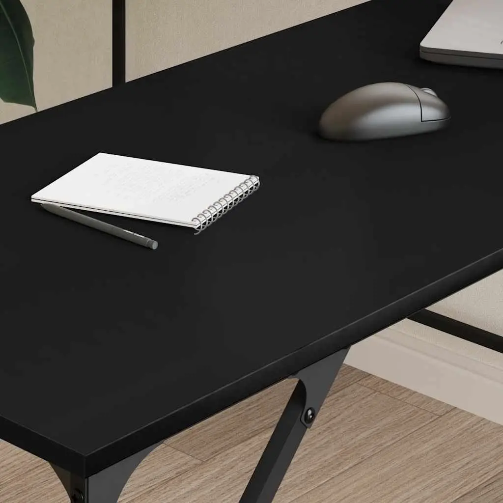 L-Shaped Office Desk Black Corner Writing Table 149 x 149 x 75 cm